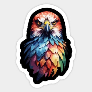 Colorful Red Tailed Hawk Portrait Design Sticker